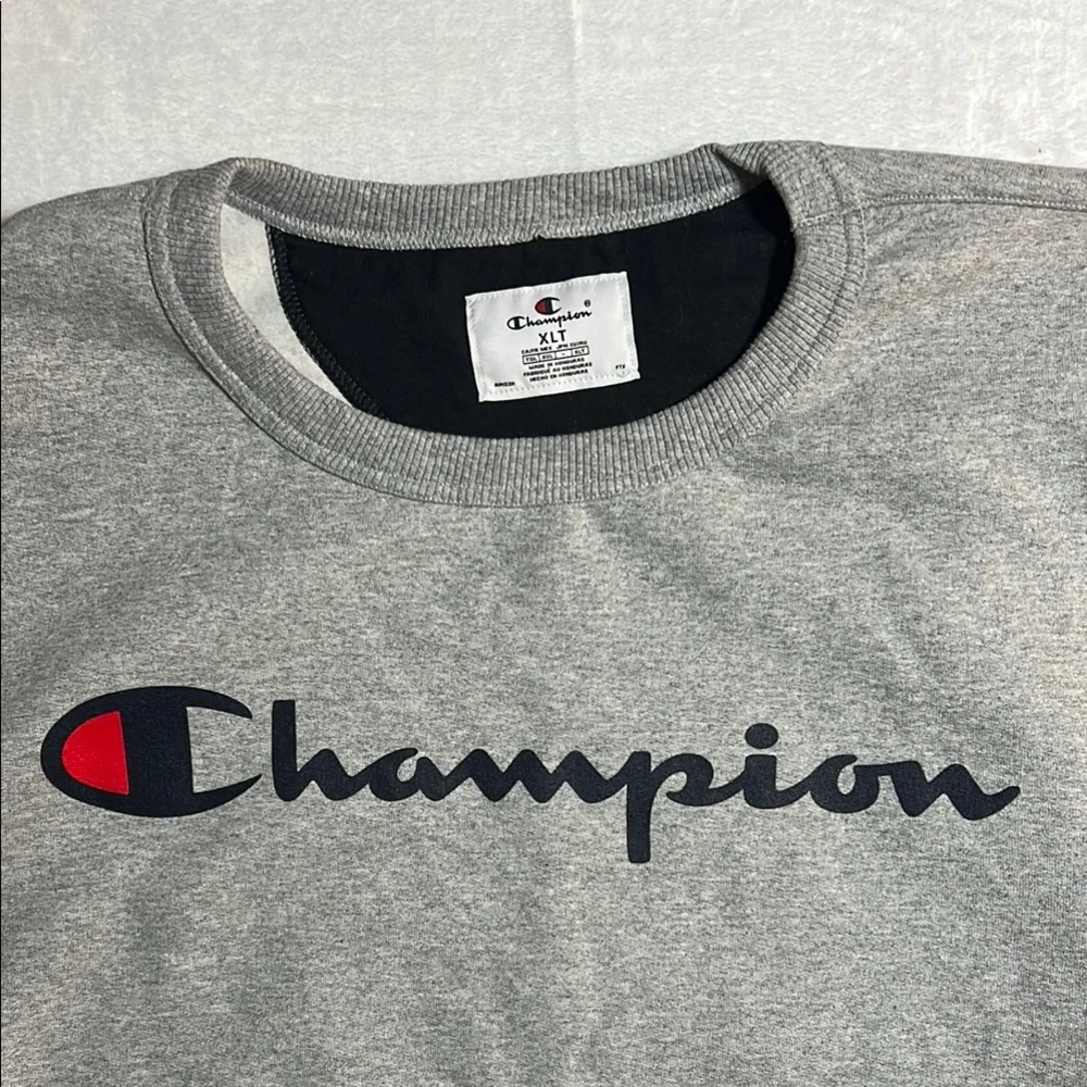 Champion Gray Crewneck Sweater Classic Athletic Style - XLT